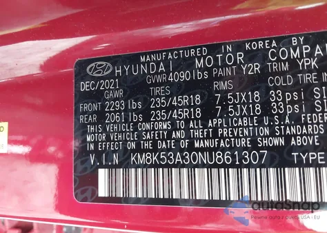 2022 Hyundai Kona Limited z USA, uszkodzony, nr VIN KM8K53A30NU861307